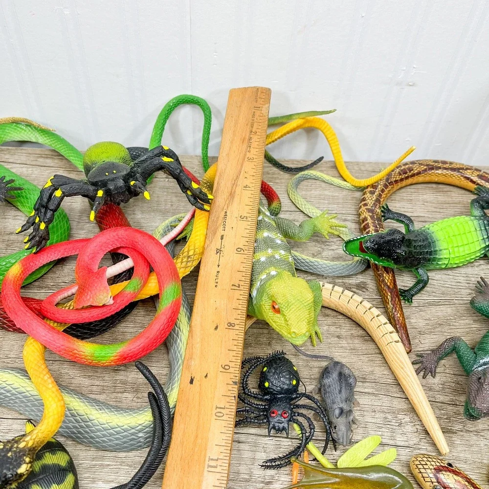 Toy Animal Figure Lot Snakes Lizards Spiders Insects Frog Piece Set